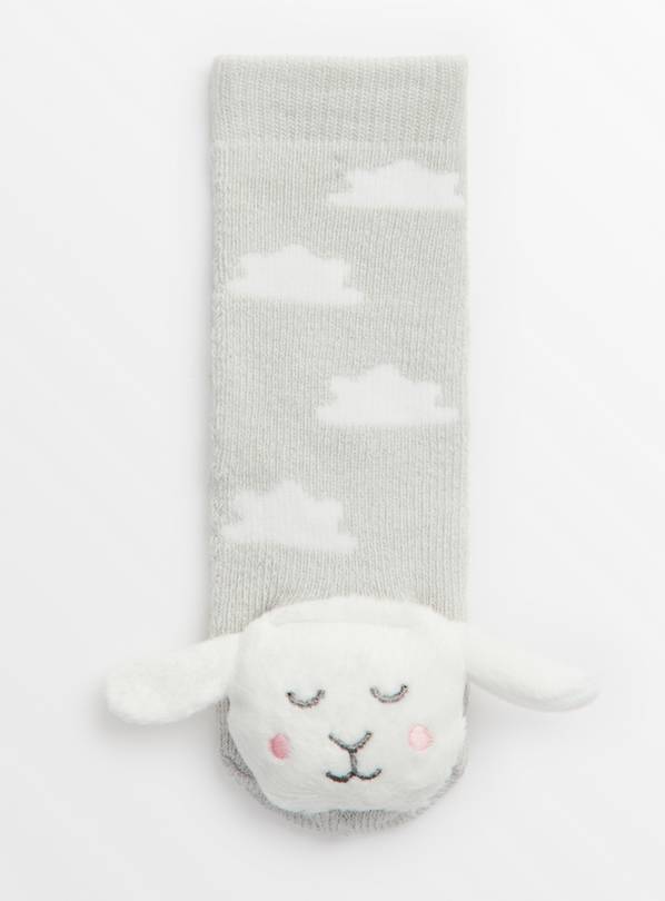 Lamb Grey Rattle Socks  6-12 months